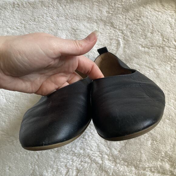 Everlane The Day Glove Slip On Tan Leather Ballet Flats US 10.5 Black round toe - Picture 3 of 16